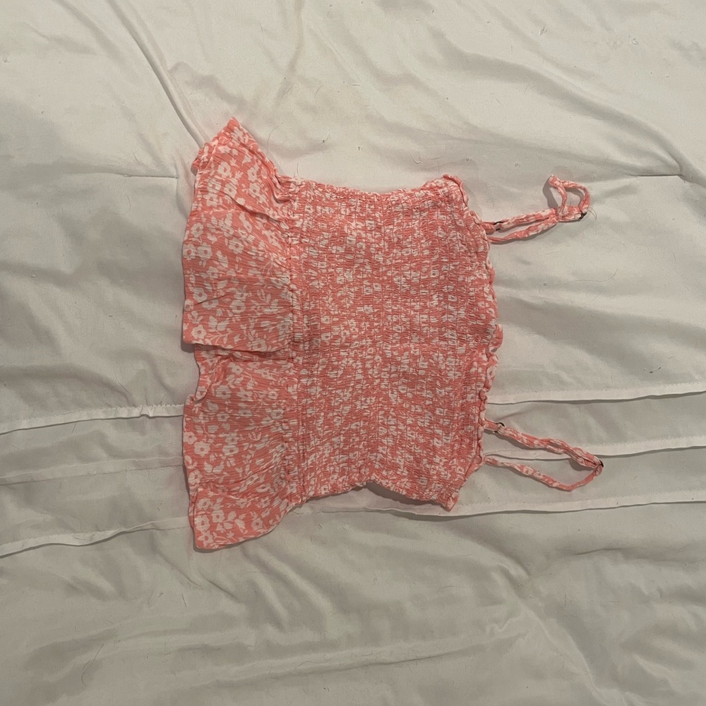 Floral Pink Smocked Crop Top